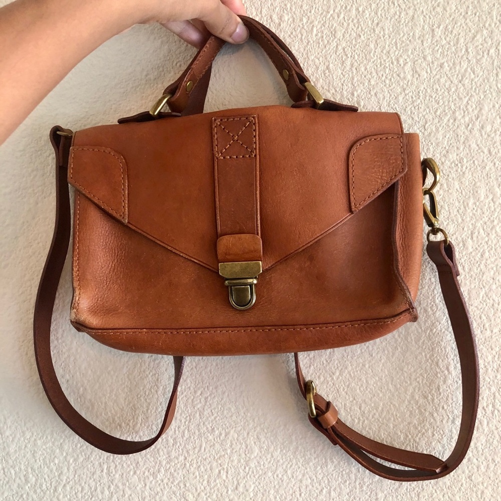 Madewell brown leather mini messenger bag